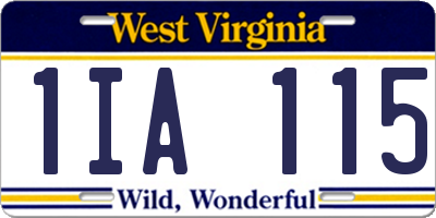 WV license plate 1IA115