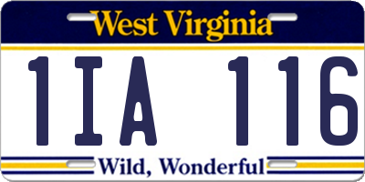 WV license plate 1IA116