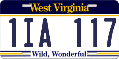 WV license plate 1IA117
