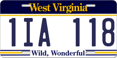 WV license plate 1IA118