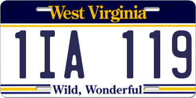 WV license plate 1IA119