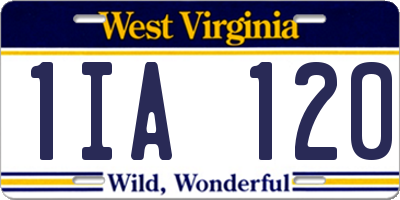 WV license plate 1IA120
