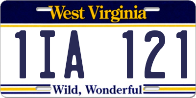 WV license plate 1IA121