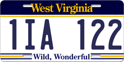 WV license plate 1IA122