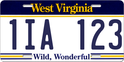 WV license plate 1IA123