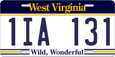 WV license plate 1IA131