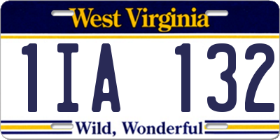 WV license plate 1IA132