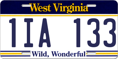 WV license plate 1IA133