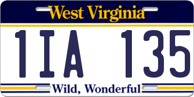 WV license plate 1IA135