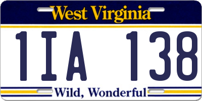 WV license plate 1IA138