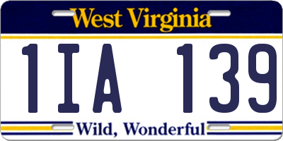 WV license plate 1IA139