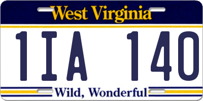WV license plate 1IA140