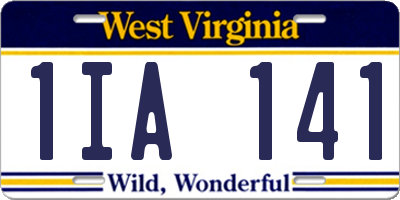 WV license plate 1IA141