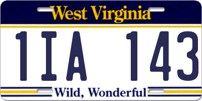 WV license plate 1IA143