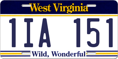 WV license plate 1IA151