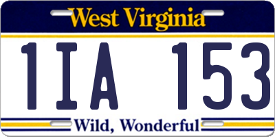 WV license plate 1IA153