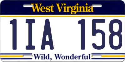 WV license plate 1IA158