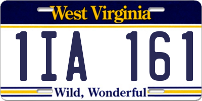 WV license plate 1IA161