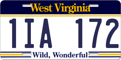 WV license plate 1IA172