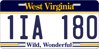 WV license plate 1IA180