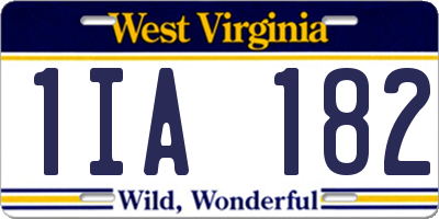 WV license plate 1IA182