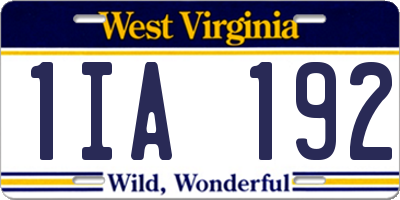 WV license plate 1IA192