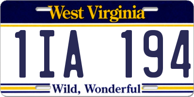 WV license plate 1IA194