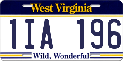 WV license plate 1IA196