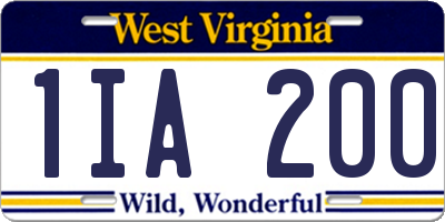 WV license plate 1IA200