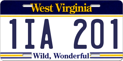 WV license plate 1IA201