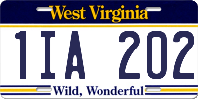 WV license plate 1IA202