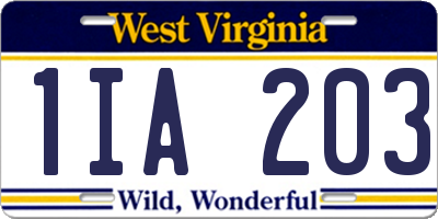 WV license plate 1IA203