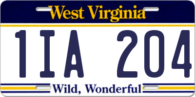WV license plate 1IA204