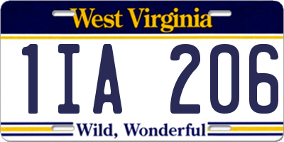 WV license plate 1IA206