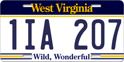 WV license plate 1IA207
