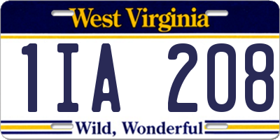 WV license plate 1IA208
