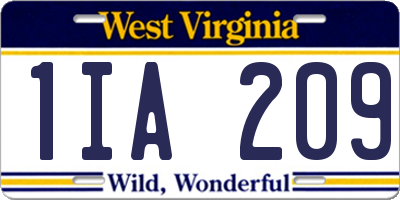 WV license plate 1IA209