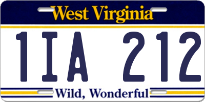 WV license plate 1IA212