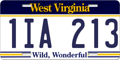 WV license plate 1IA213