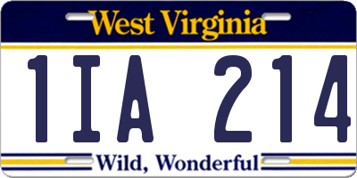 WV license plate 1IA214