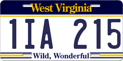 WV license plate 1IA215