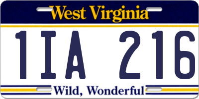 WV license plate 1IA216