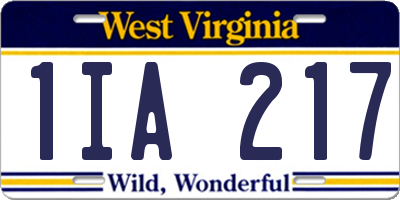 WV license plate 1IA217