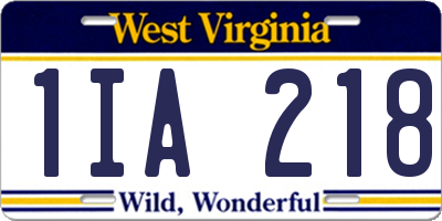 WV license plate 1IA218