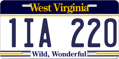 WV license plate 1IA220