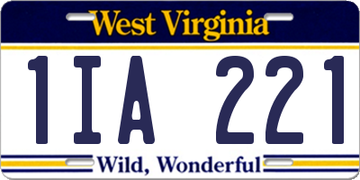 WV license plate 1IA221