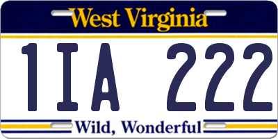 WV license plate 1IA222