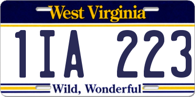 WV license plate 1IA223