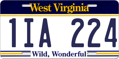 WV license plate 1IA224