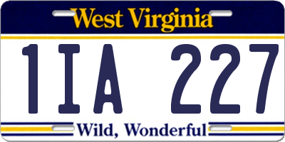 WV license plate 1IA227